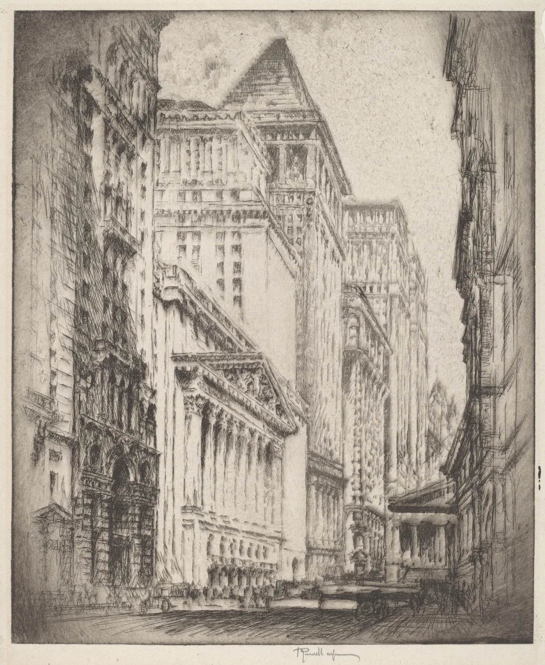 1923 etching of the New York Stock Exchange by Joseph Pennell